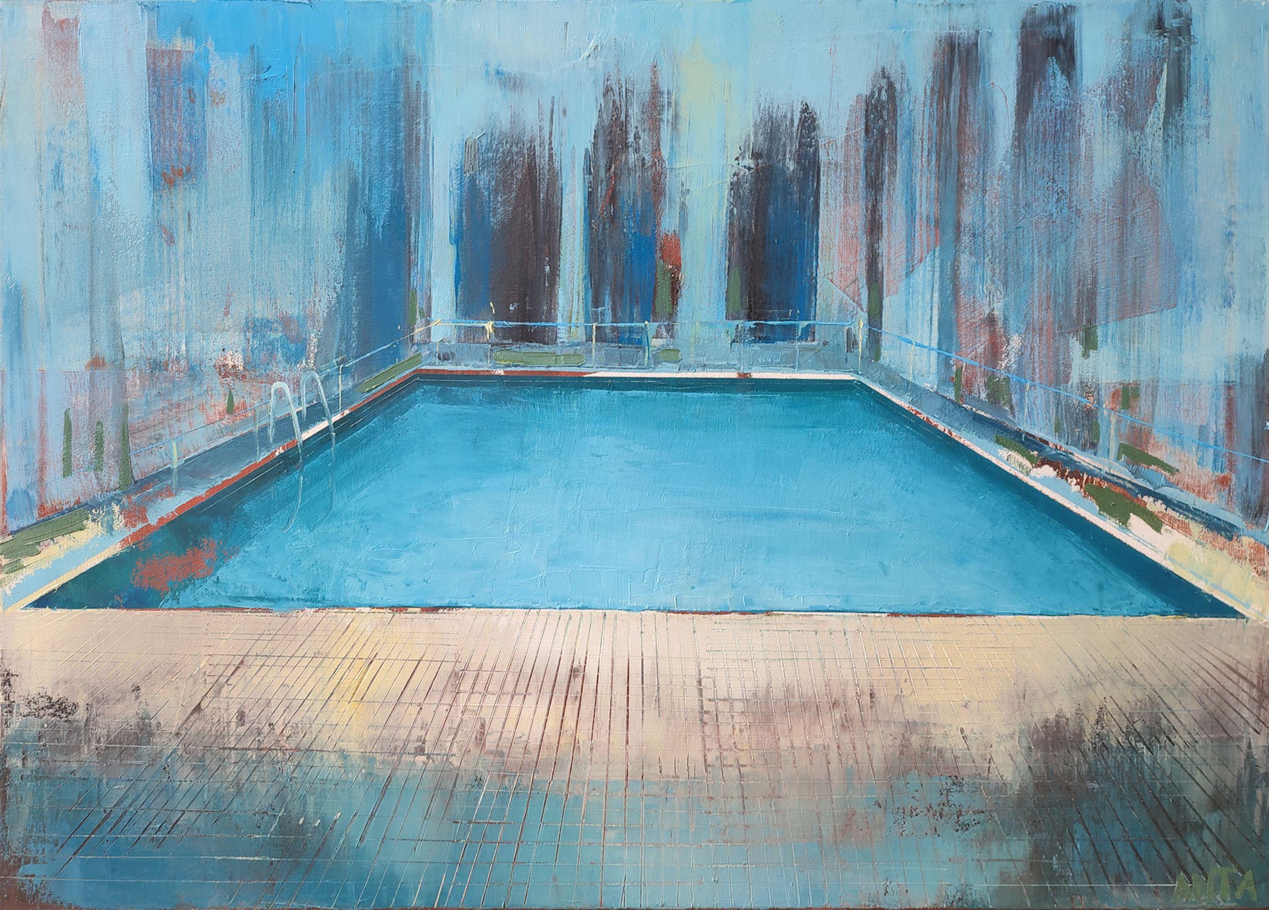 Óleo, estirado "Piscina 22", Pintura, Óleo sobre lienzo