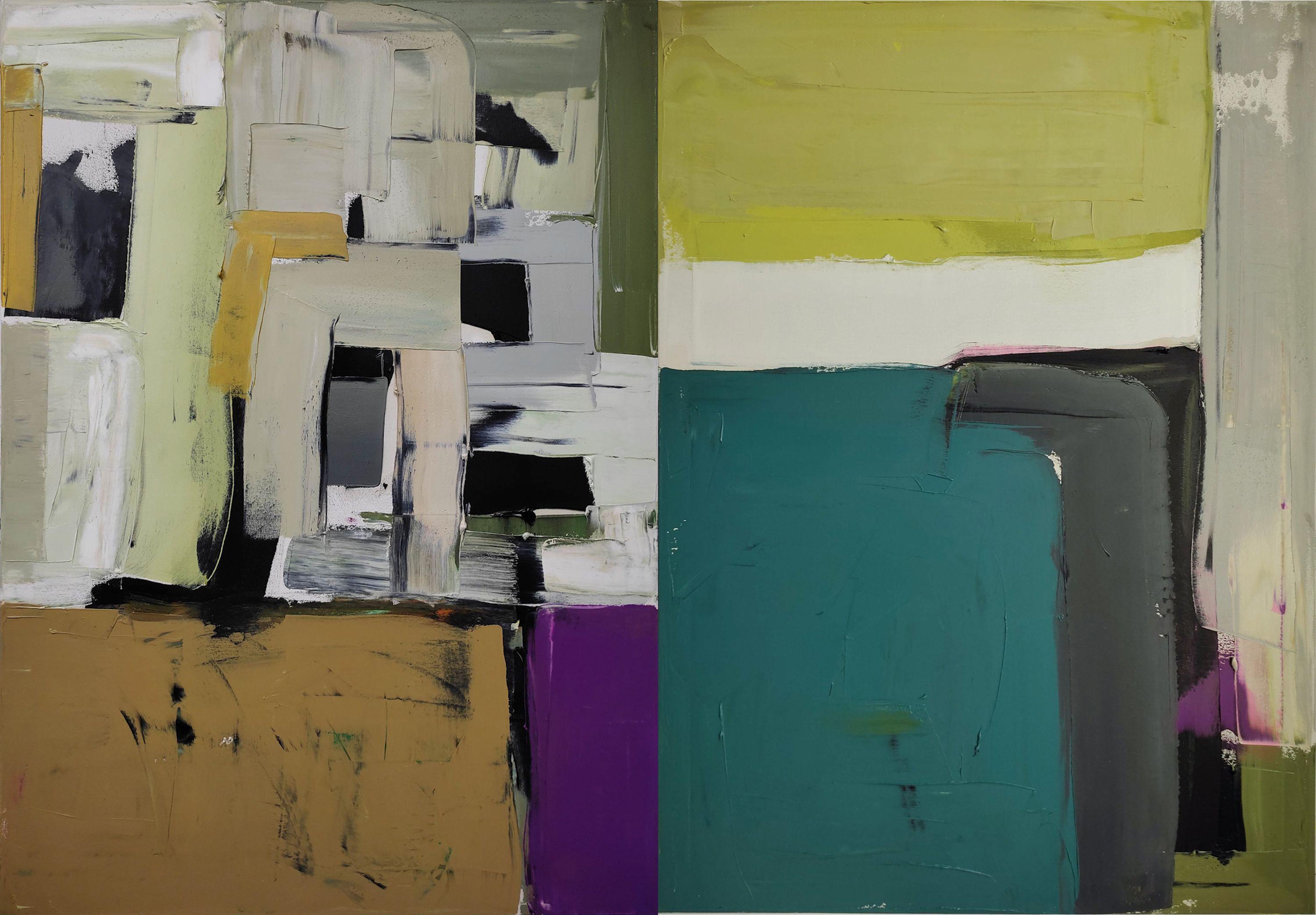 Karina Antonczak oil painting, stretched, diptych "Layer city 2