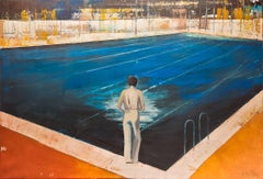 Used Pool 15, oil painting, stretched, Painting, Oil on Canvas
