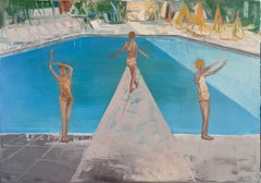 Pool 17, stretched canvas, oil painting, Painting, Oil on Canvas