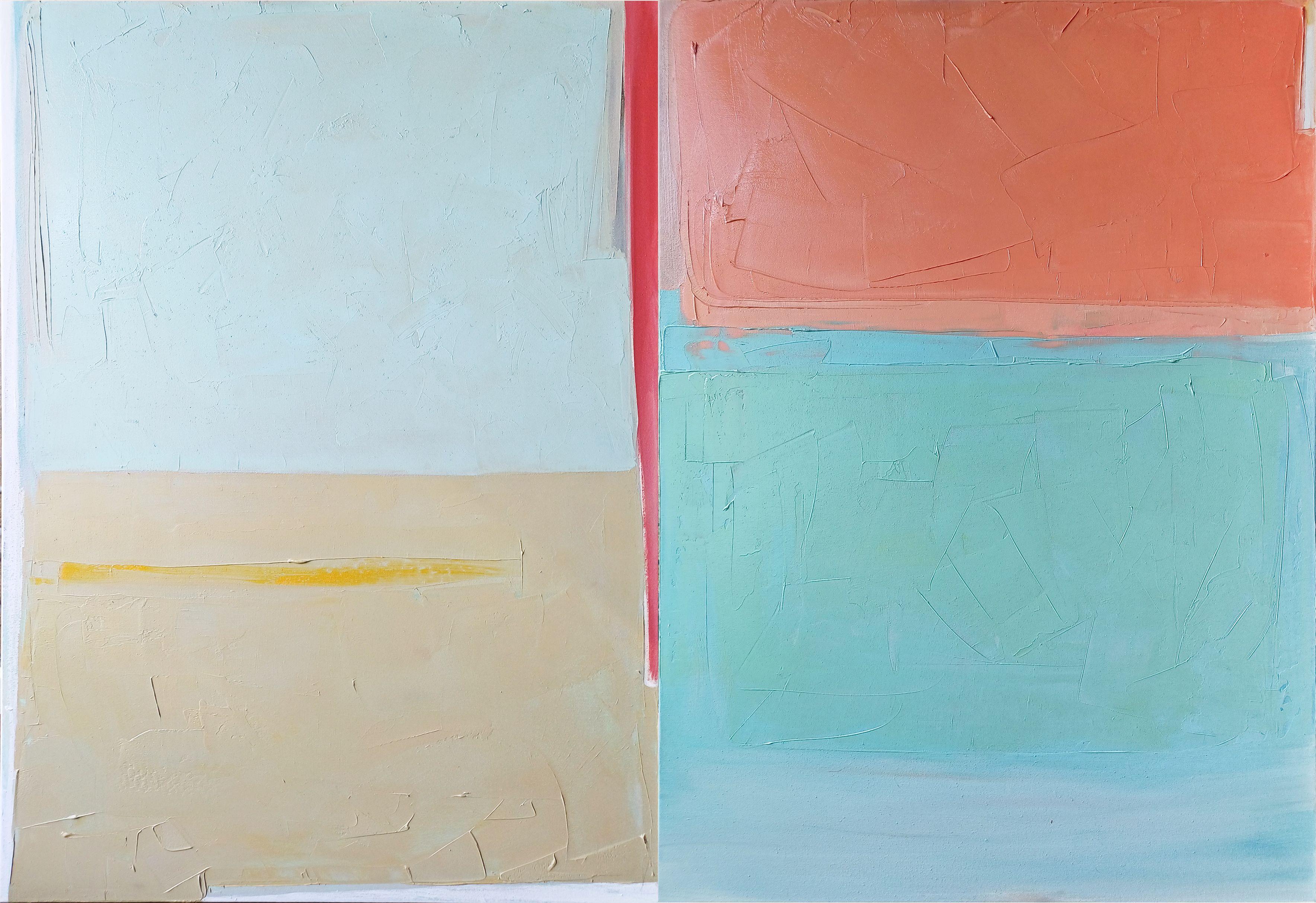 Karina Antonczak Abstract Painting - stretched, diptych "Abstract 6", Painting, Oil on Canvas