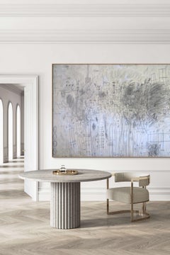 "A Moment in Time II" Oversized Acrylic, Pencils Abstract in Black White 72x108