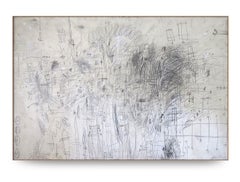 "A Moment in Time" Oversized Acrylic, Pencils Abstract in Black and White 72x108