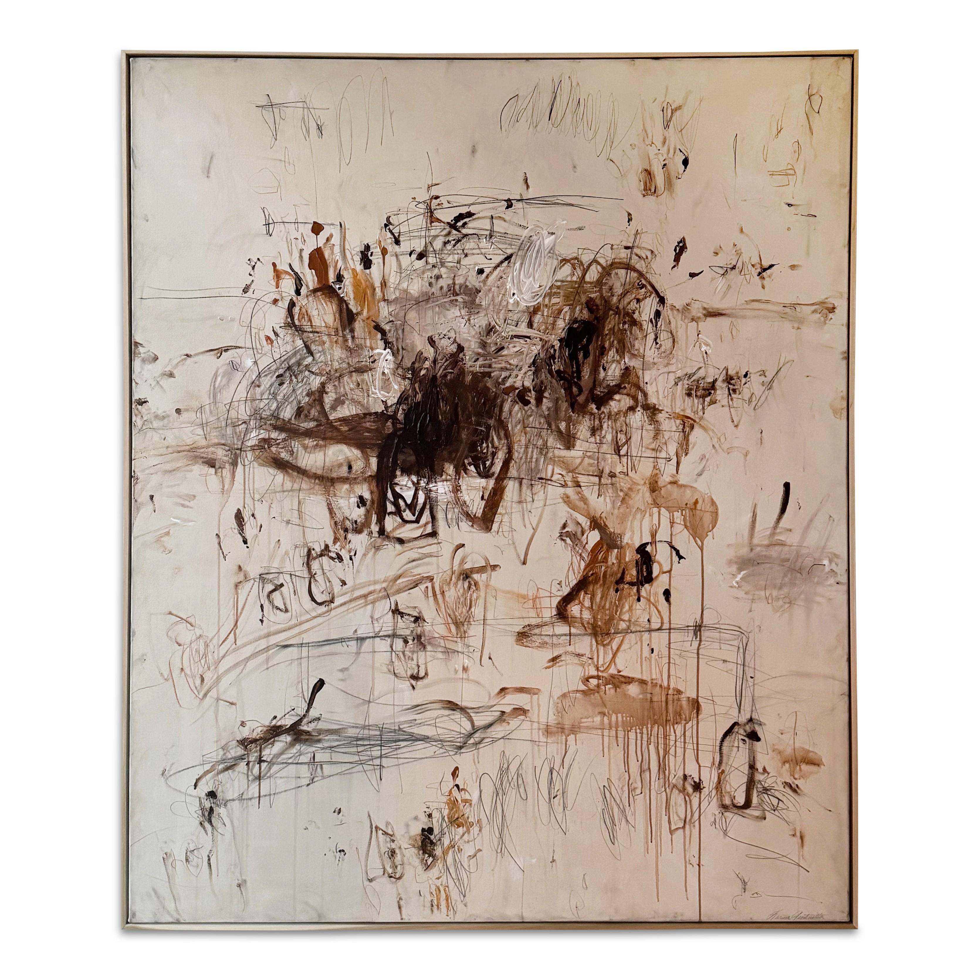 "Adagio in Burnt Umber" Acryl, Ölpastellkreide, Bleistifte Brauner Farbton Abstrakt 72 "x60"