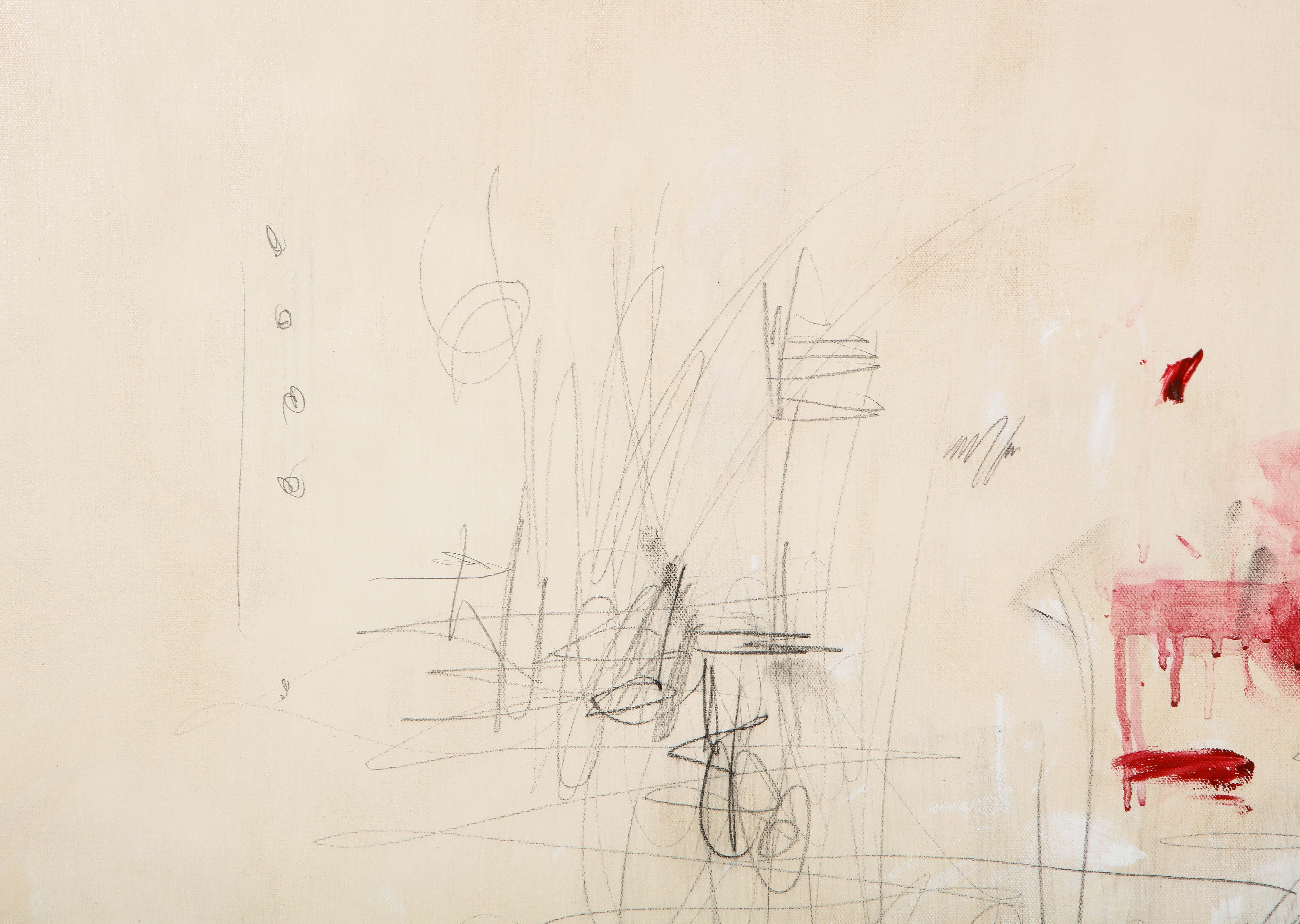 Großes Gemälde „Amore“ in Elfenbein-:: Weiß-:: Schwarz- und Rottönen:: 2::44 m x 3::66 m 4