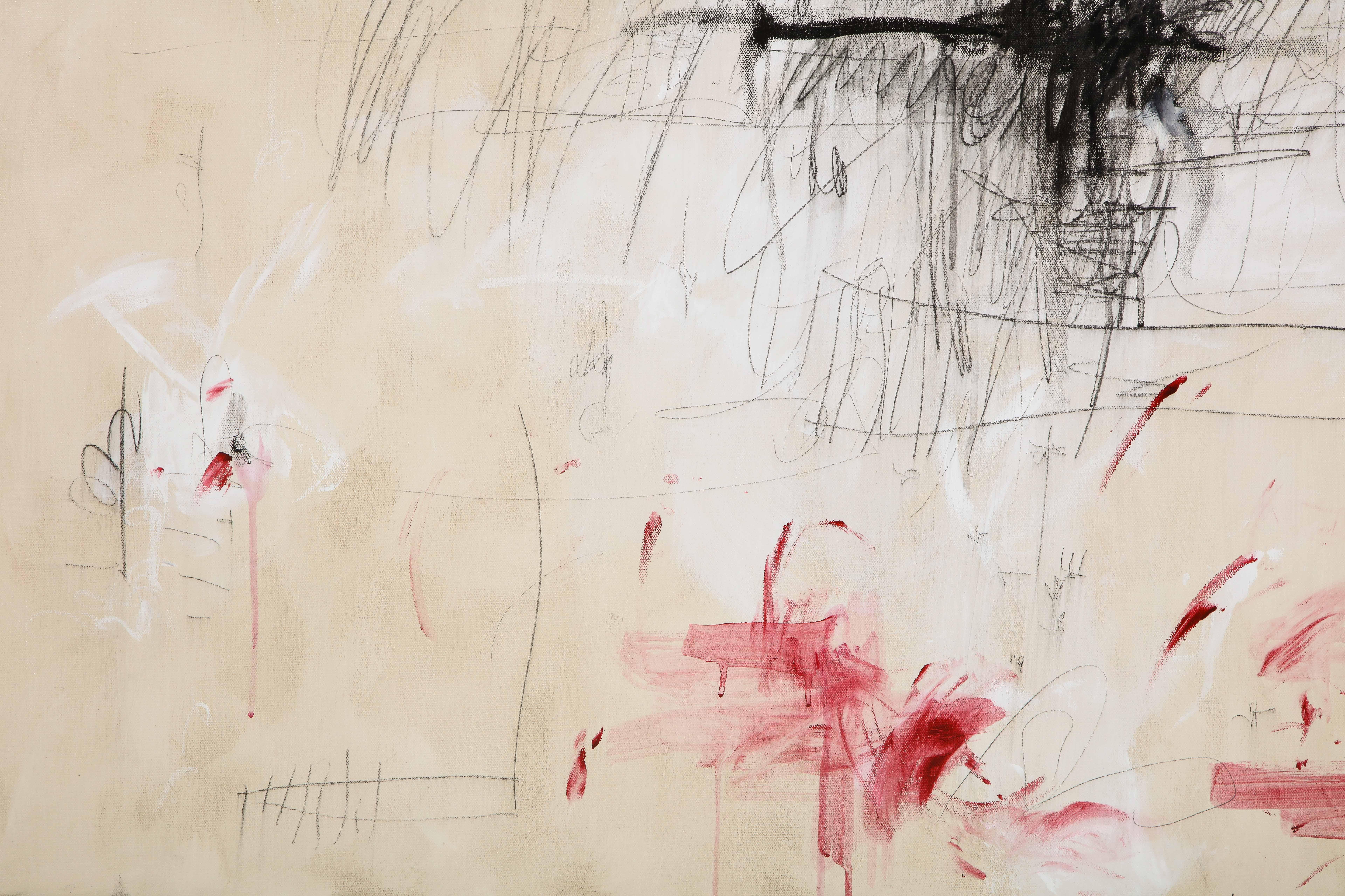 Großes Gemälde „Amore“ in Elfenbein-:: Weiß-:: Schwarz- und Rottönen:: 2::44 m x 3::66 m 6