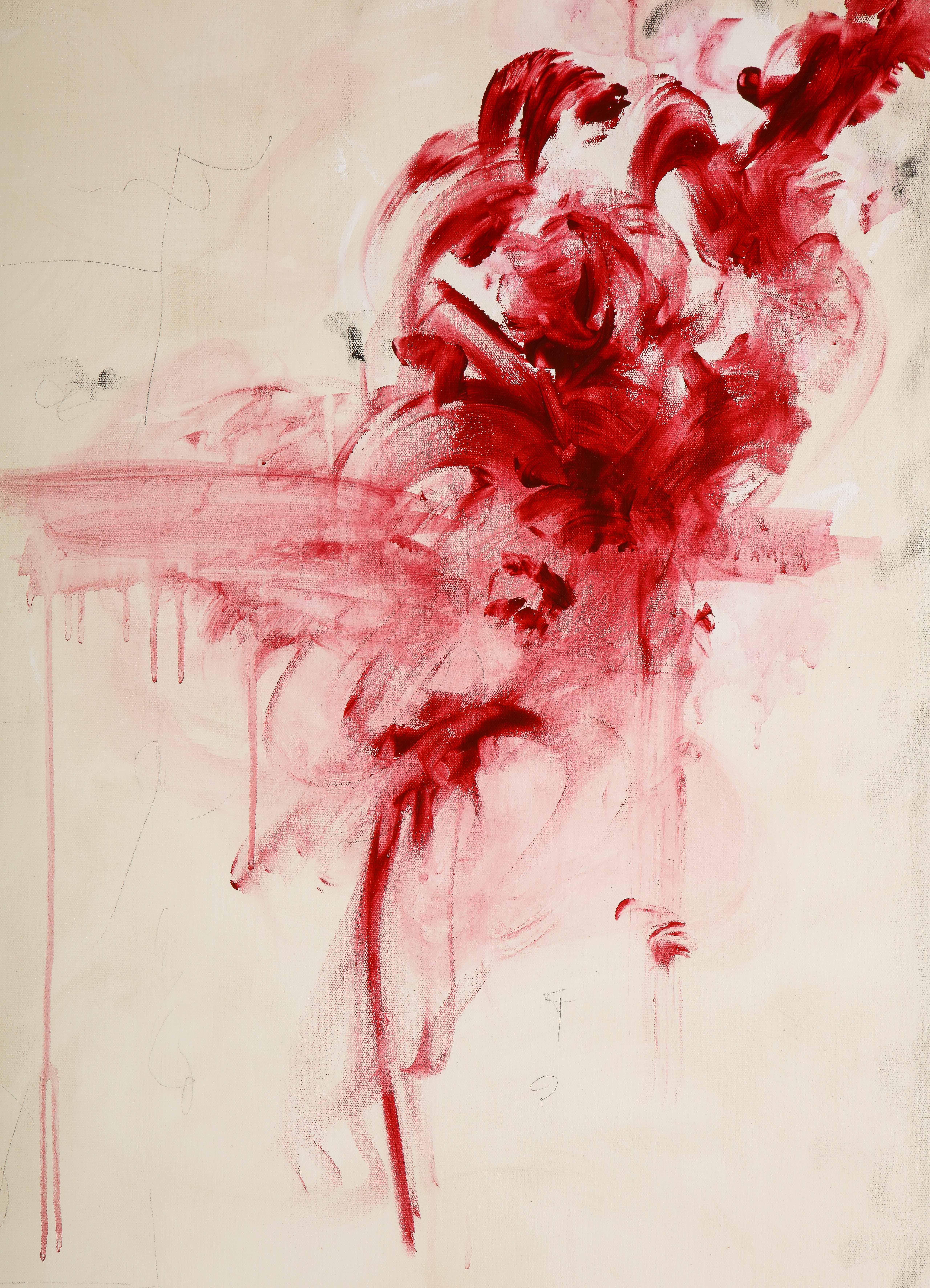 Großes Gemälde „Amore“ in Elfenbein-:: Weiß-:: Schwarz- und Rottönen:: 2::44 m x 3::66 m 2