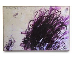 "Aubergine" Acrylic, Oil Pastels, Pencils Plum Purple Abstract Painting 72x108