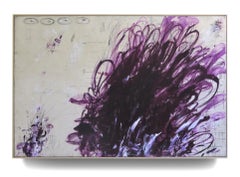 "Aubergine" Acrylic, Oil Pastels, Pencils Plum Purple Abstract Painting 72x108