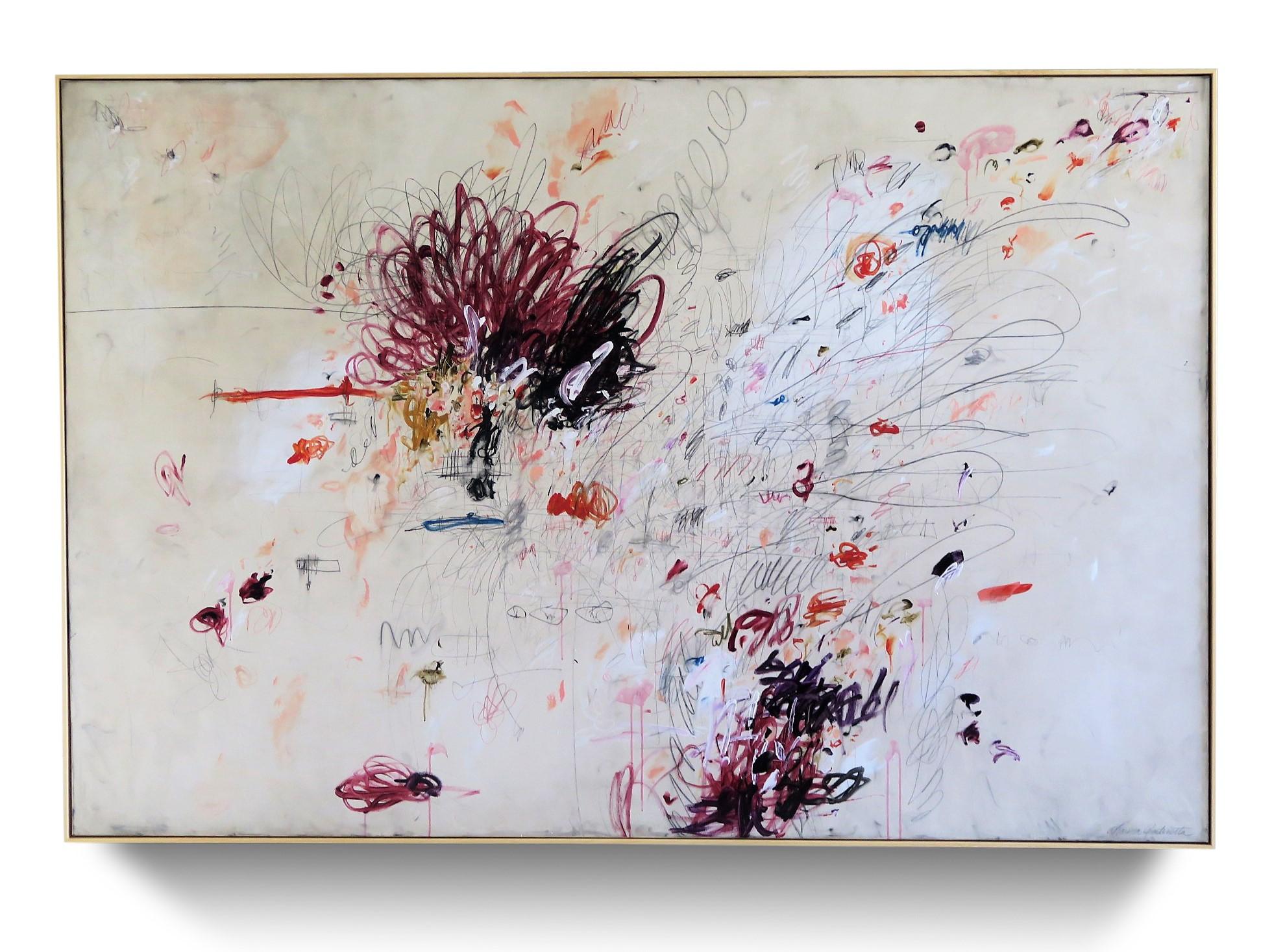 "Beautiful Mischief" Abstract Acrylic, Oil Pastels and Pencil Painting, 72"x108" - Mixed Media Art by Karina Gentinetta