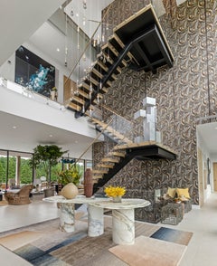 Grande table noire, bleue, menthe, blanche, brute de Sienne, rose abstraite 72"x72"