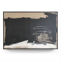 Schwarz-Weiß-Gemälde „Bold Statememt“ auf belgischem Rohleinen:: 2019:: 48" x 72"