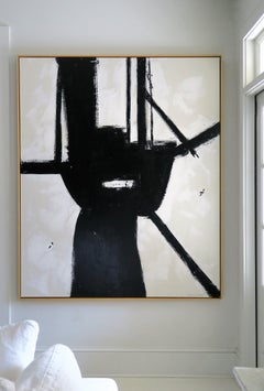 "Brazen" Black and White Acrylic with Plaster Relief Abstract Painting 72" x 60"