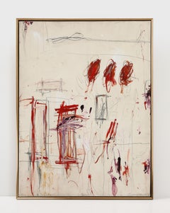 Abstraktes Gemälde "Divine Spontaneity II" aus Acryl, Ölpastell, Bleistift, 48"x36"