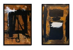 "Earth Tone I & II " Acrylics in Brown Tones Abstract Painting Pair 42"x28" each