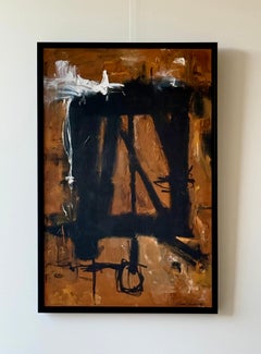 "Earth Tone II" Acrylics in Raw Sienna Cognac and Brown Tones Abstract 42" x 28"
