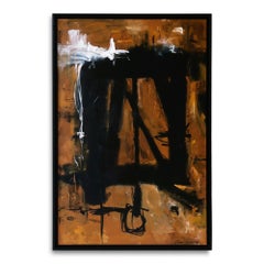 "Earth Tone II" Acrilici nei toni della terra di Siena grezza, cognac e marrone Astratto 42" x 28"