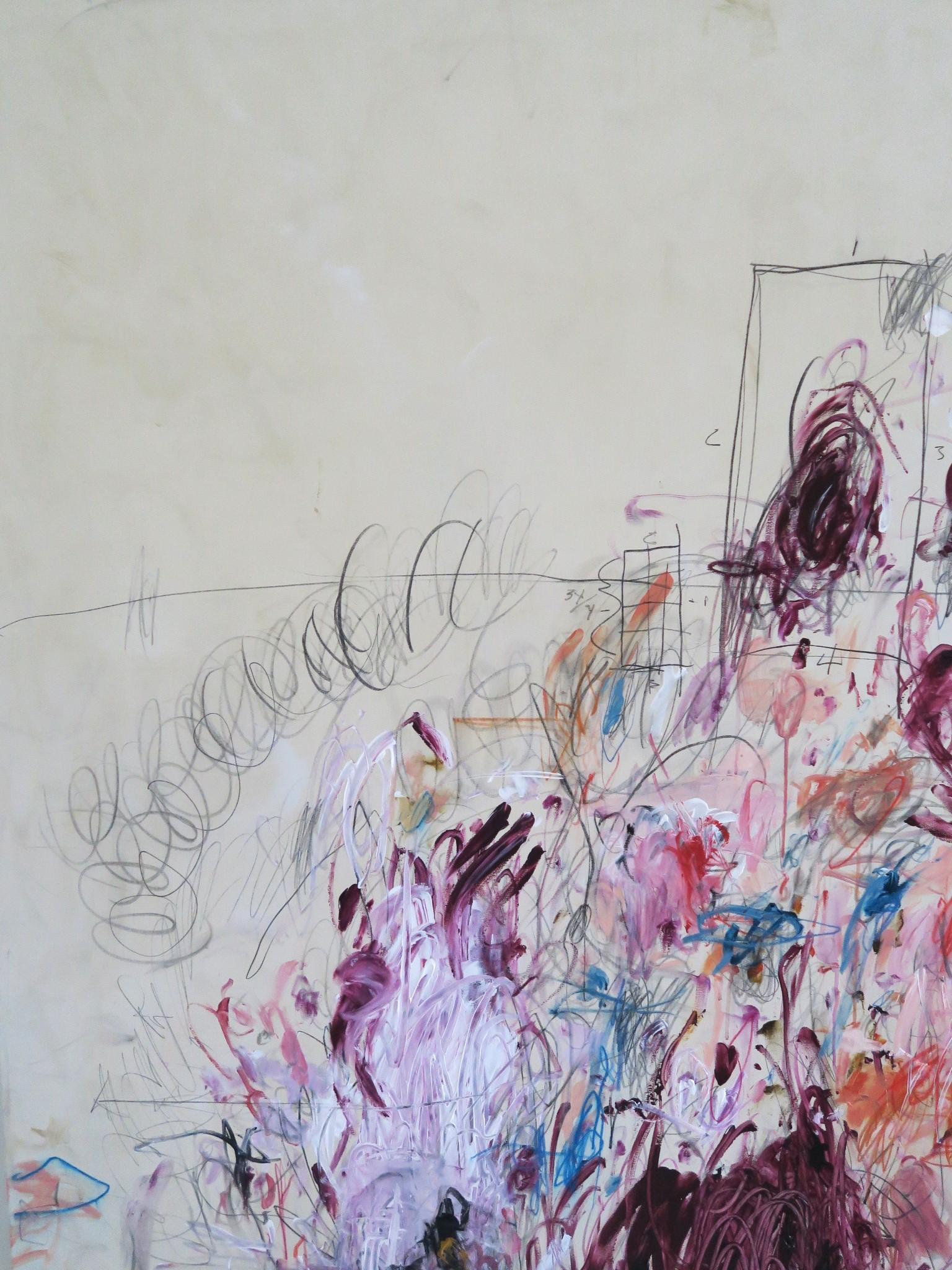 „Ebullient“ Gro�ßformatiges abstraktes Gemälde aus Acryl, Ölpastell und Bleistift, abstrakt, 72