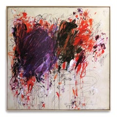 "Baile Gitano" Acrílico, Pasteles al Óleo, Lápices Rojo, Morado, Negro Abstracto 72x72