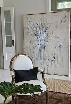 "Interlude" Large Acrylic, Oil Pastels, and Pencils Abstract in Blue Hue 72x60