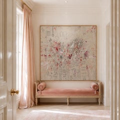 "La Boheme" Large Scale Rose and Burgundy Acrylic & Oil Pastel Abstract 72"x72"