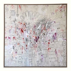 "La Boheme" Large Scale Rose and Burgundy Acrylic & Oil Pastel Abstract 72"x72"