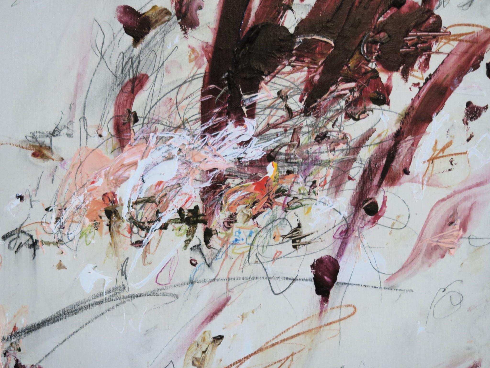 « Midsummer's Dream », acrylique, pastels d'huile, crayons abstraits dans des teintes prunes 20