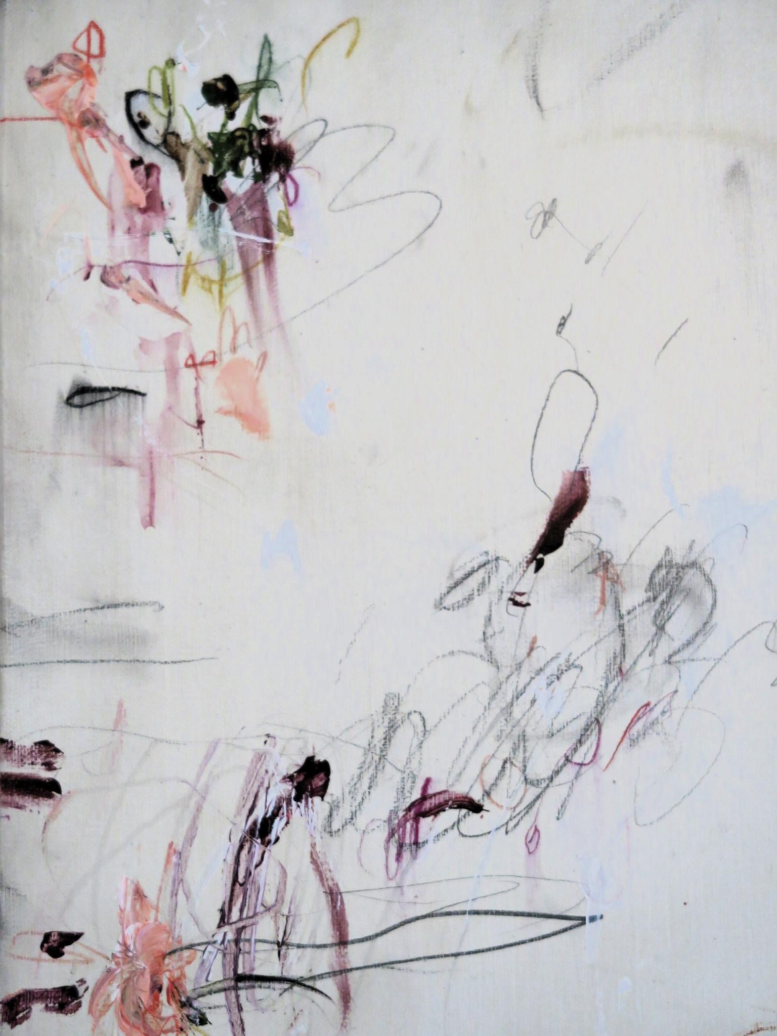 « Midsummer's Dream », acrylique, pastels d'huile, crayons abstraits dans des teintes prunes 20