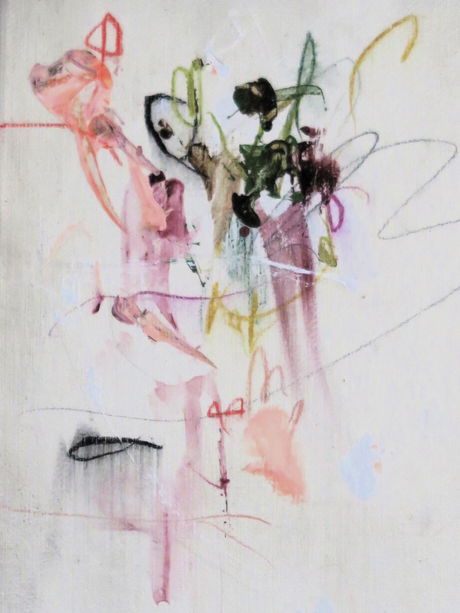 « Midsummer's Dream », acrylique, pastels d'huile, crayons abstraits dans des teintes prunes 20