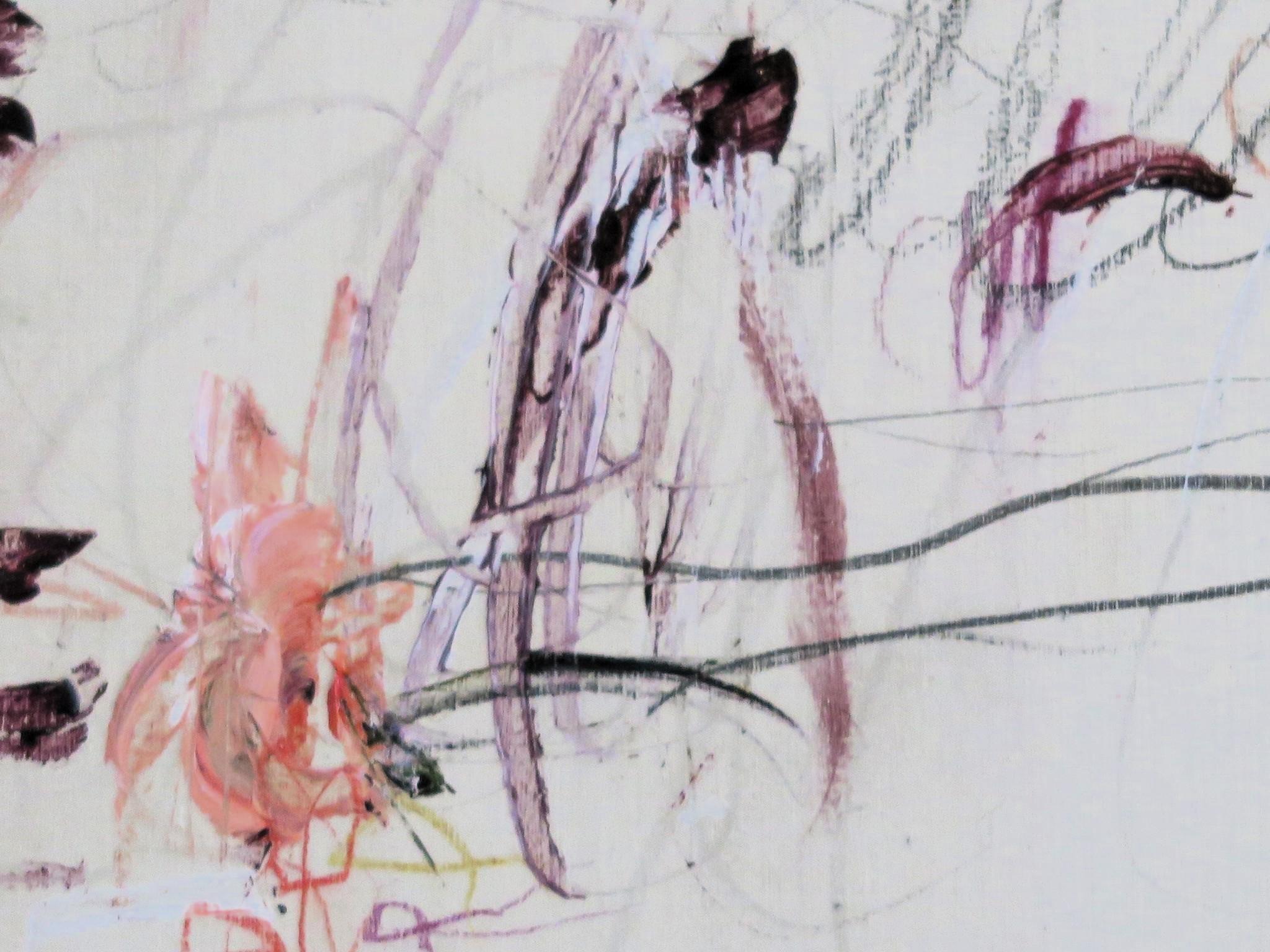 « Midsummer's Dream », acrylique, pastels d'huile, crayons abstraits dans des teintes prunes 20