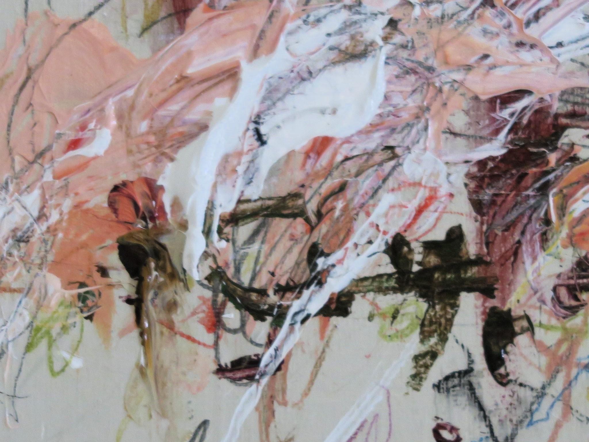 « Midsummer's Dream », acrylique, pastels d'huile, crayons abstraits dans des teintes prunes 20