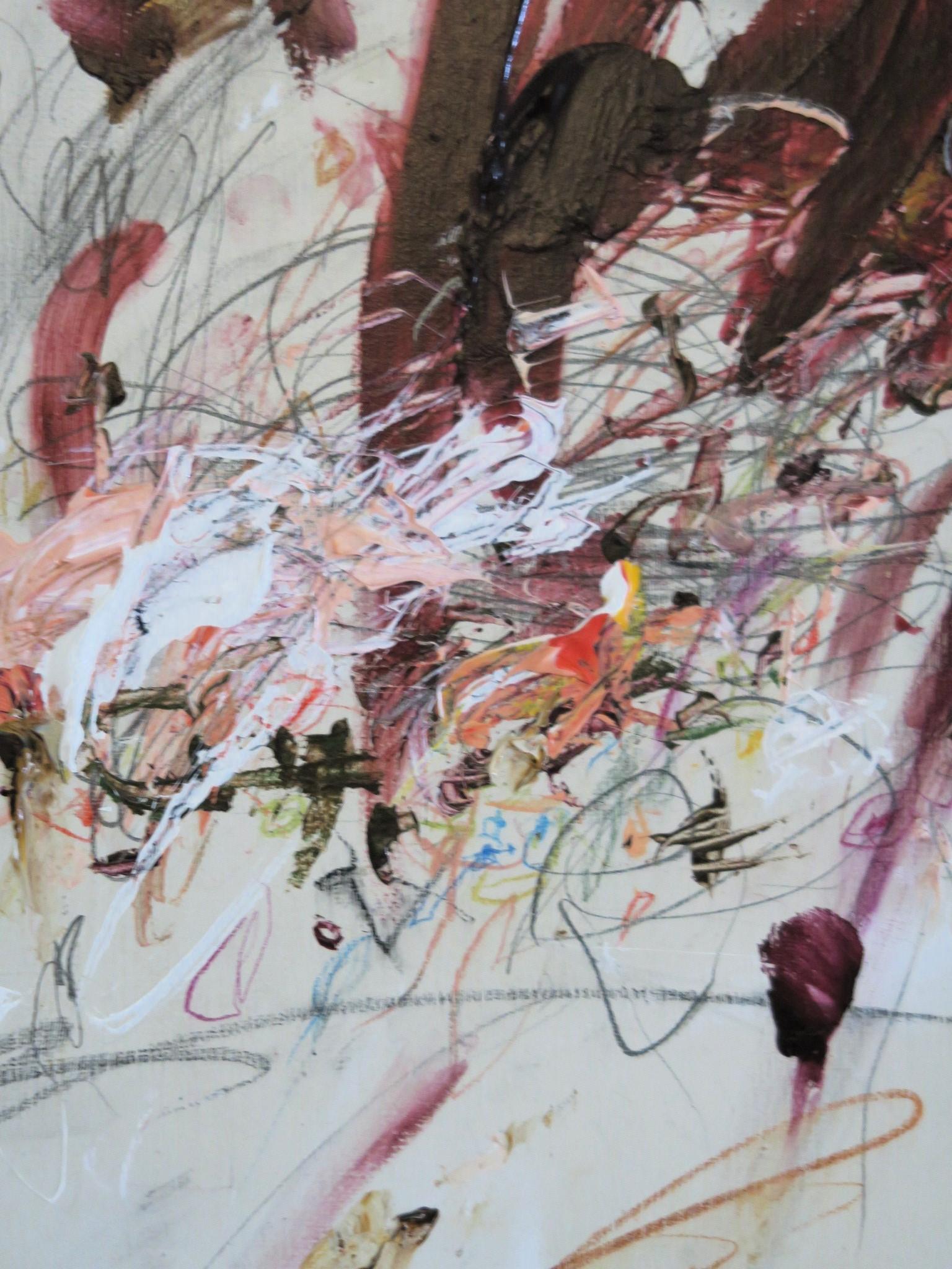 « Midsummer's Dream », acrylique, pastels d'huile, crayons abstraits dans des teintes prunes 20