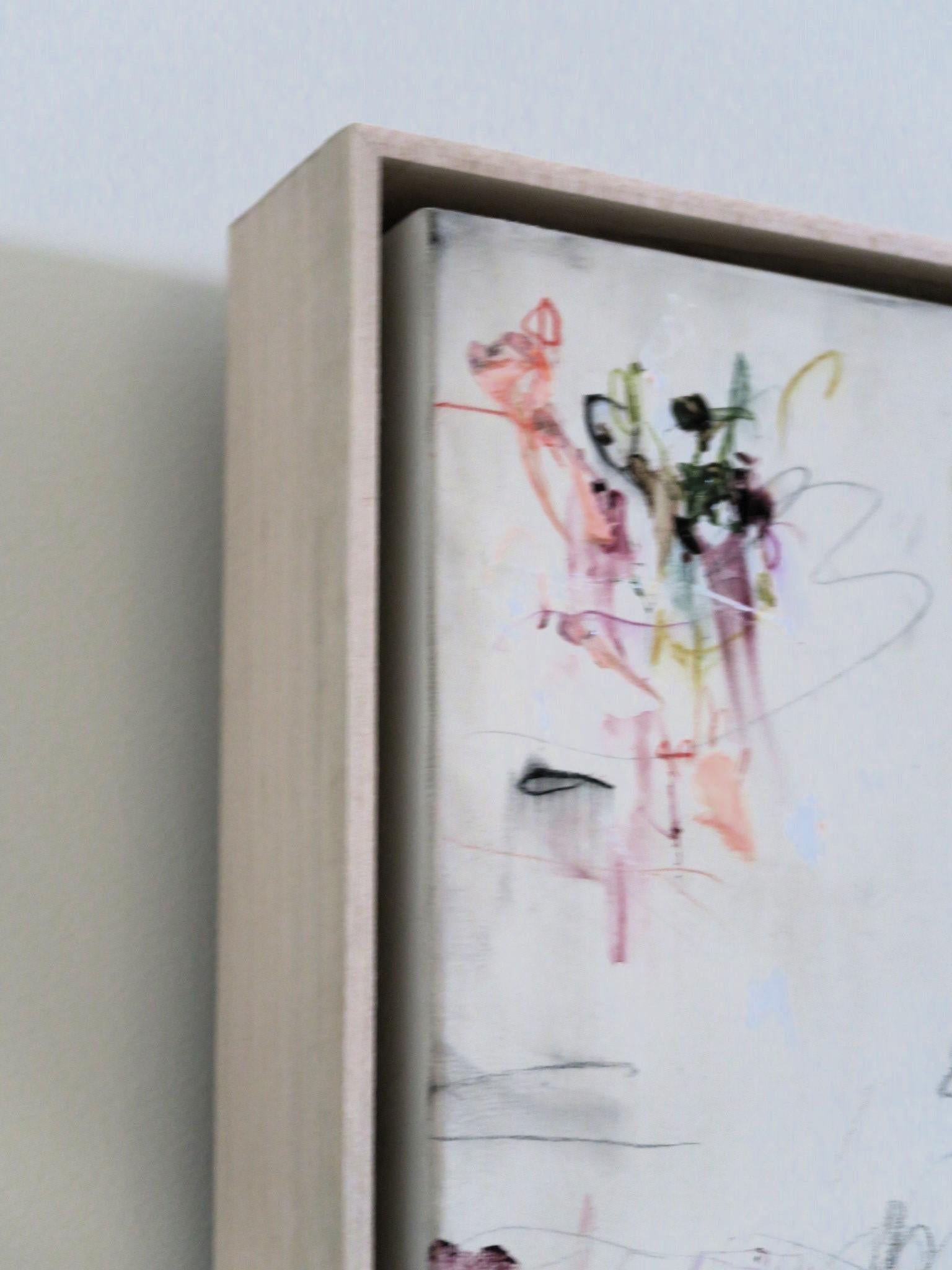 « Midsummer's Dream », acrylique, pastels d'huile, crayons abstraits dans des teintes prunes 20