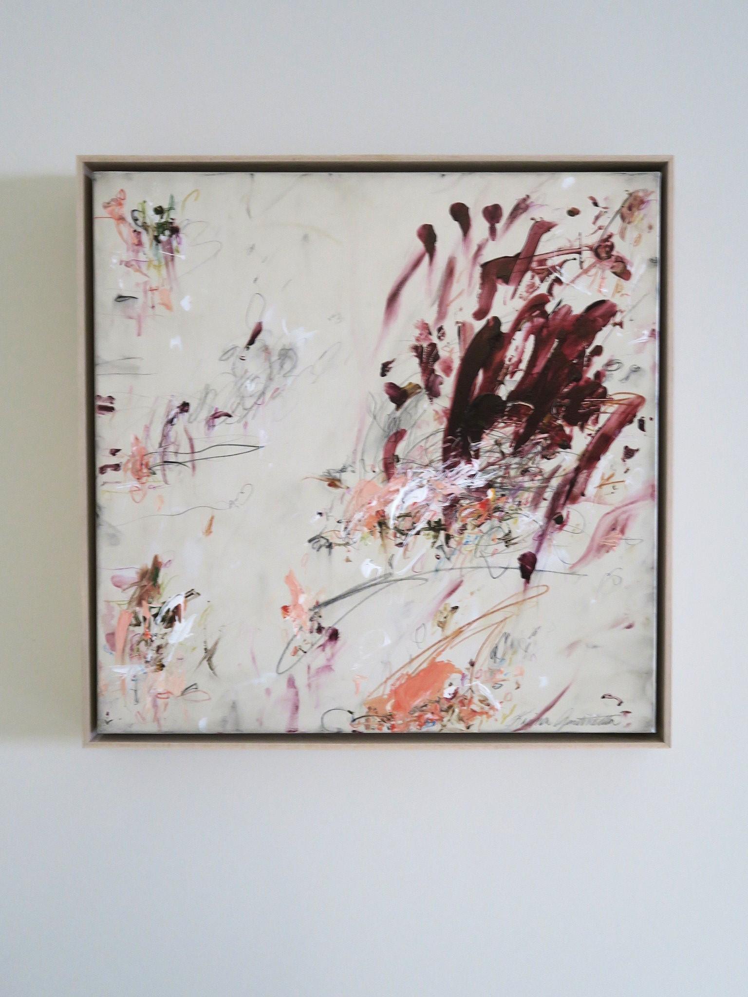 « Midsummer's Dream », acrylique, pastels d'huile, crayons abstraits dans des teintes prunes 20