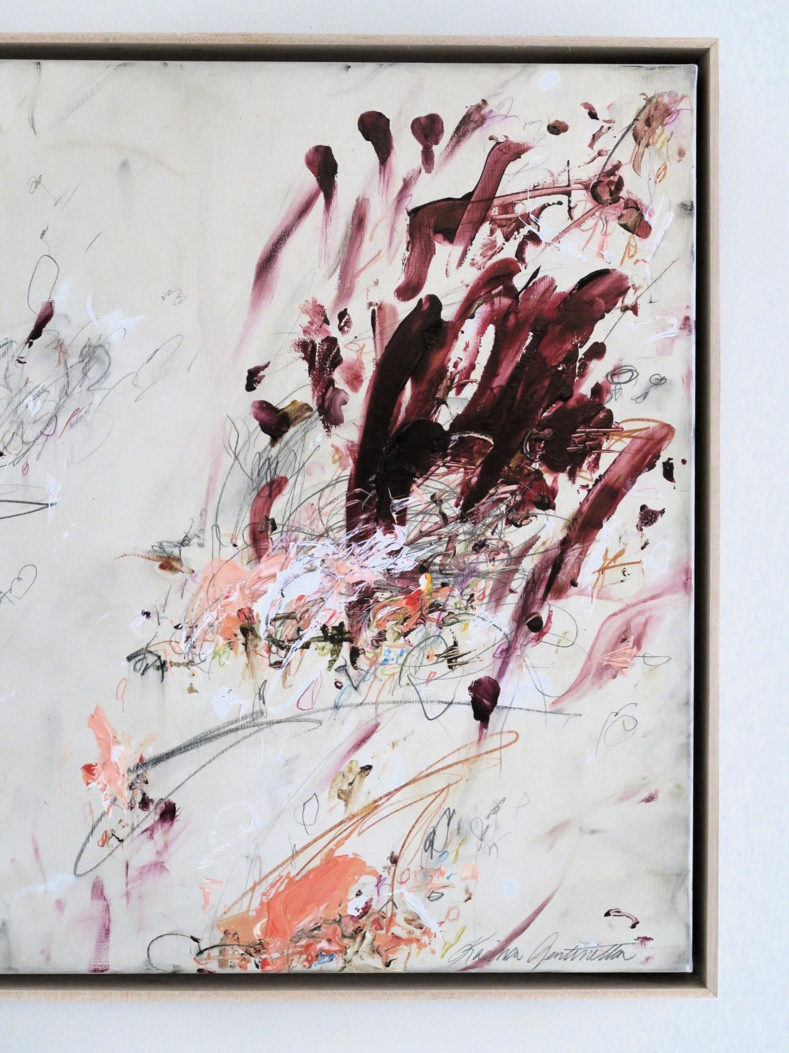 « Midsummer's Dream », acrylique, pastels d'huile, crayons abstraits dans des teintes prunes 20