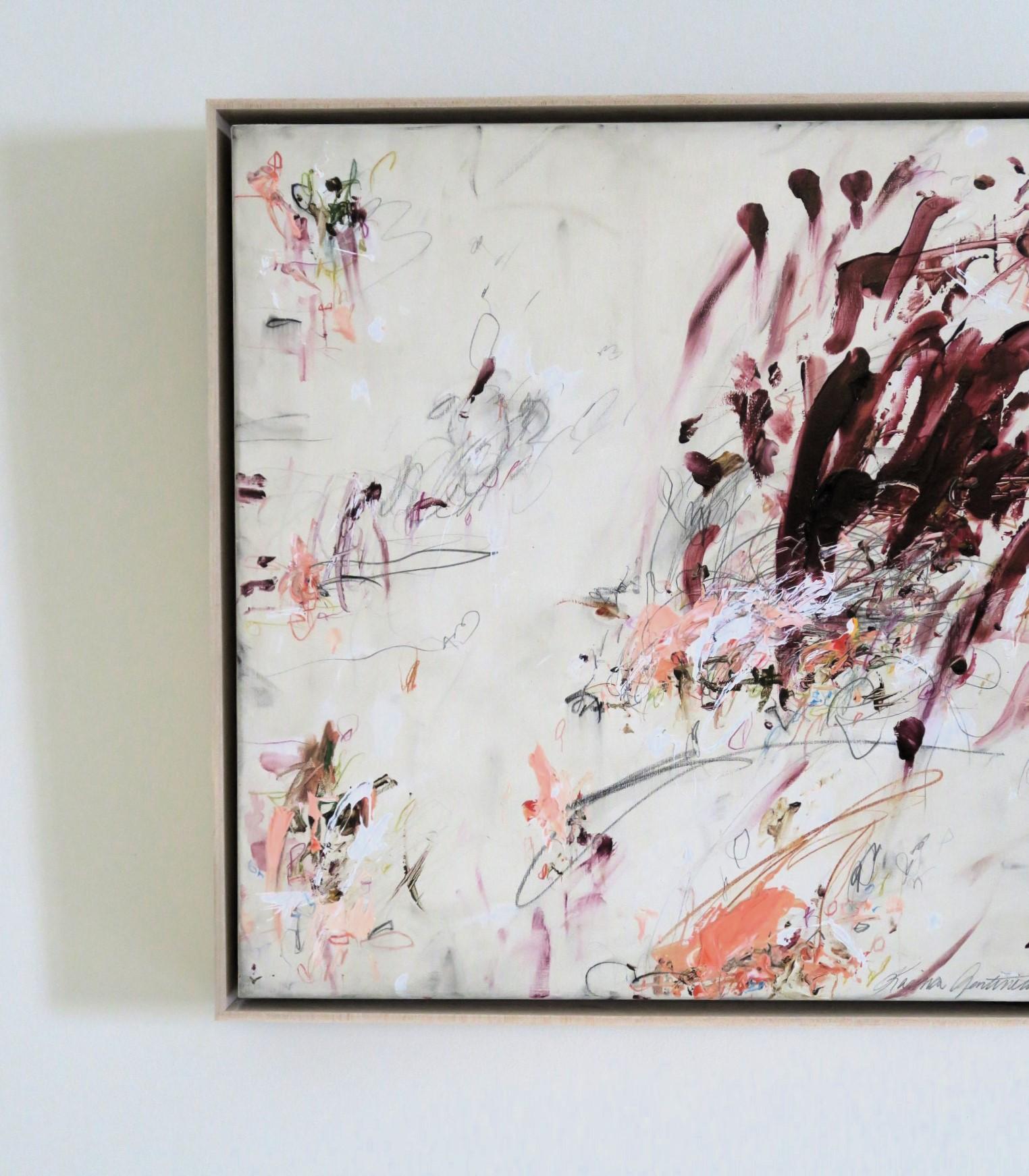 « Midsummer's Dream », acrylique, pastels d'huile, crayons abstraits dans des teintes prunes 20