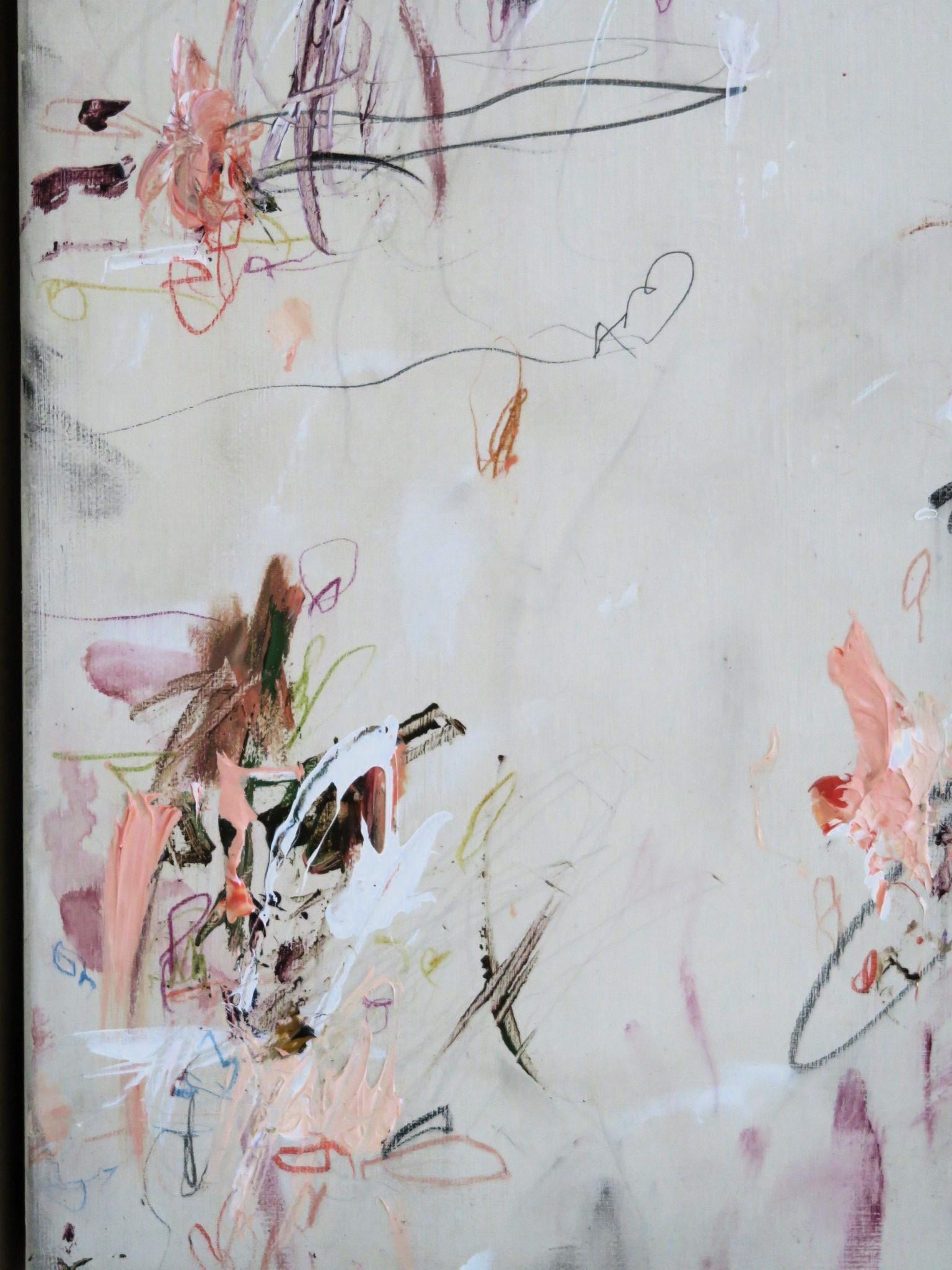 « Midsummer's Dream », acrylique, pastels d'huile, crayons abstraits dans des teintes prunes 20