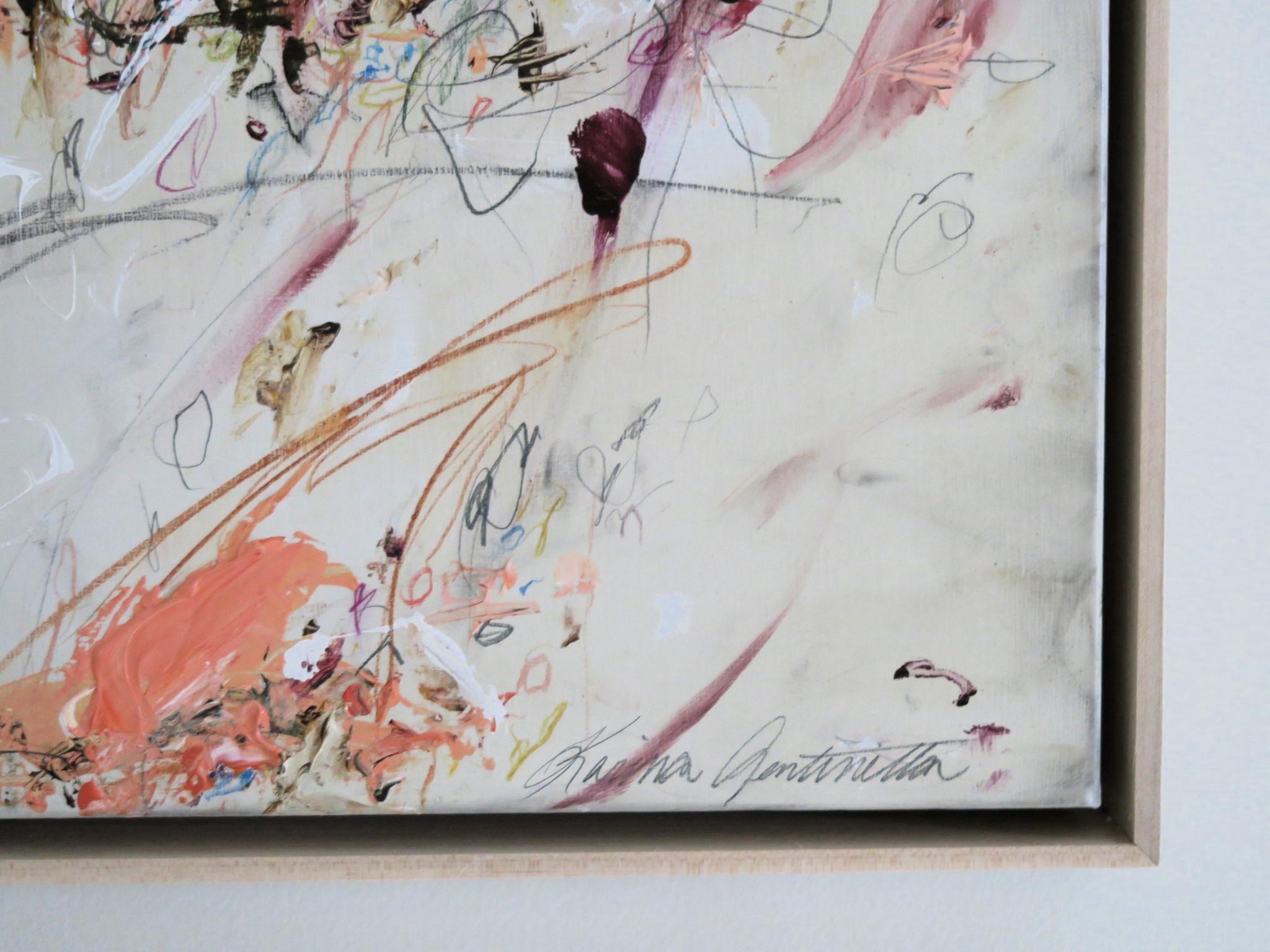 « Midsummer's Dream », acrylique, pastels d'huile, crayons abstraits dans des teintes prunes 20