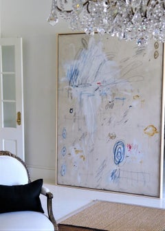 "Much Ado" Oversized Acrylic, Oil Pastels and Pencil Abstract Painting, 7ftx5ft