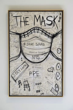 "N95" Acrílico , Lápices y Pasteles al Óleo Pintura en blanco y negro, 48 "x30"