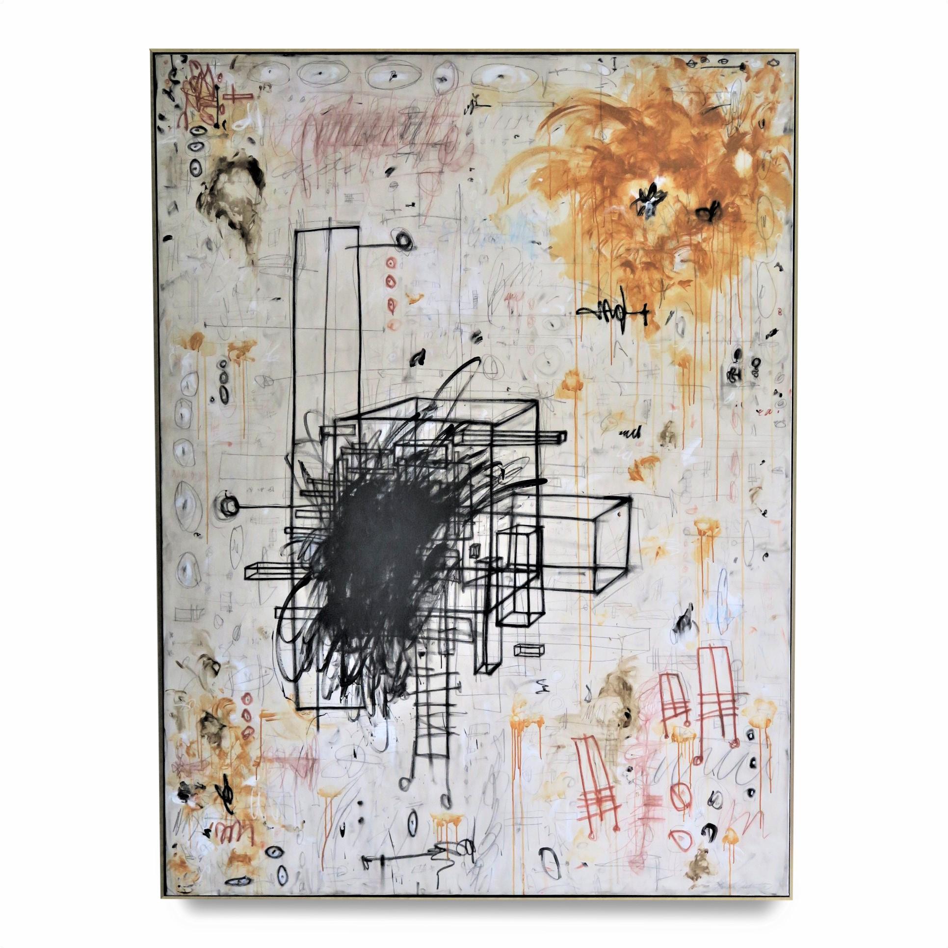 "New Heights" Oversized Vertical Abstract Painting in Earth Tones, 96" x 72" - Mixed Media Art by Karina Gentinetta