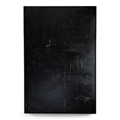 "Nuit" Acrylic and Plaster Textured Black Abstract, 2021, 72"x48