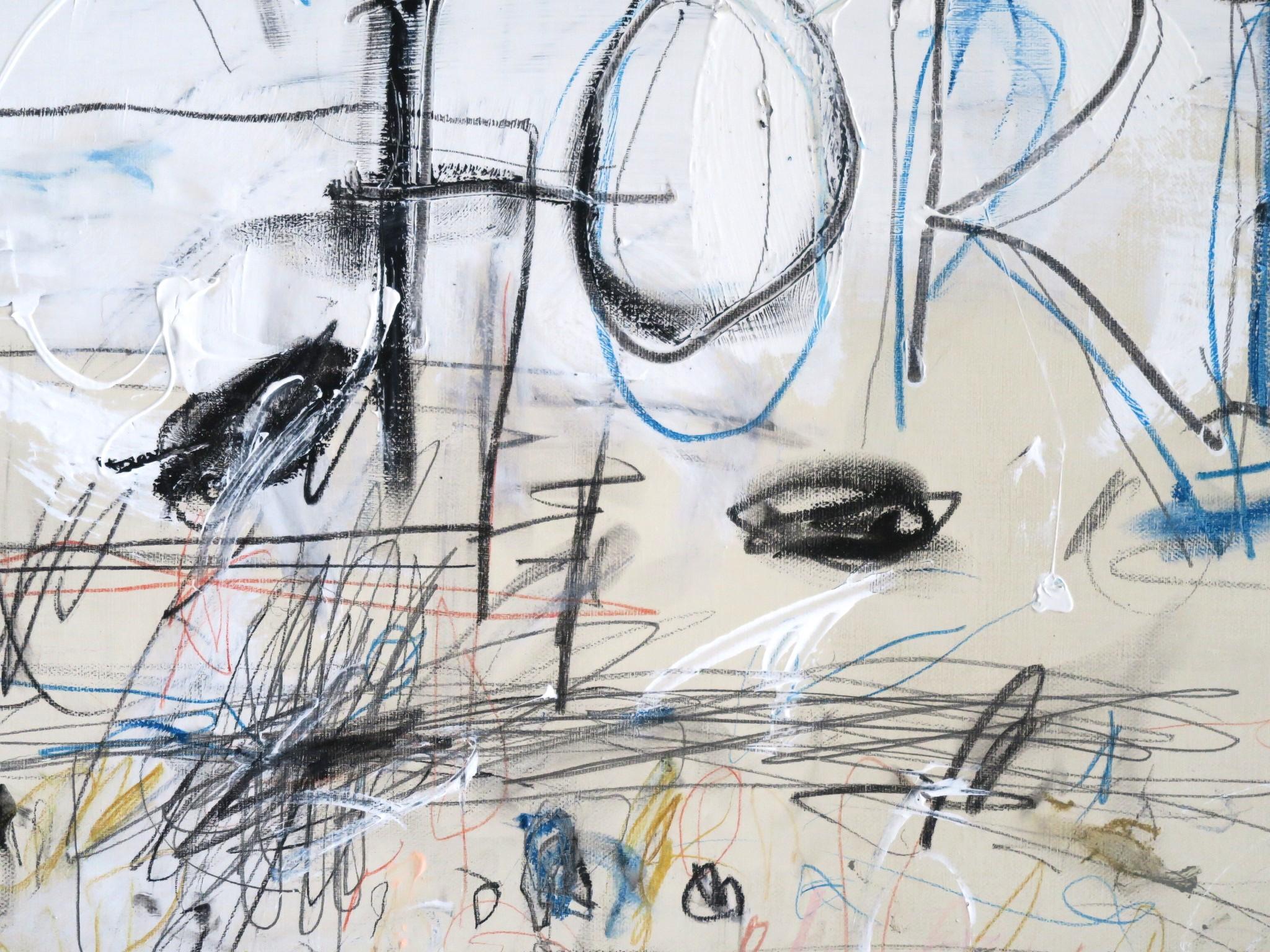 „NYFW 2022“ Abstraktes Gemälde, Acryl, Ölpastell, Bleistift, 24 Zoll x 36 Zoll im Angebot 1