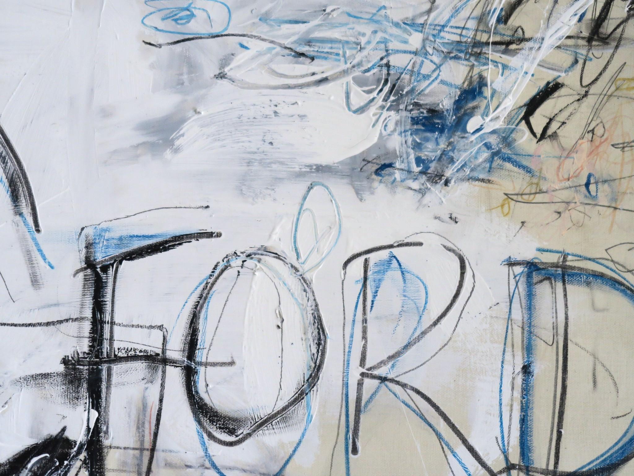 „NYFW 2022“ Abstraktes Gemälde, Acryl, Ölpastell, Bleistift, 24 Zoll x 36 Zoll im Angebot 3