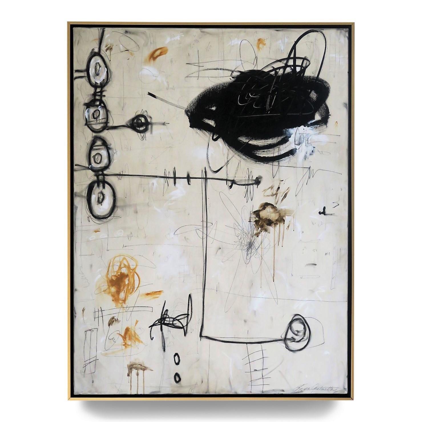 "Out of Time" Original Abstract Painting in Earth Tones, 48" x 36" - Mixed Media Art by Karina Gentinetta