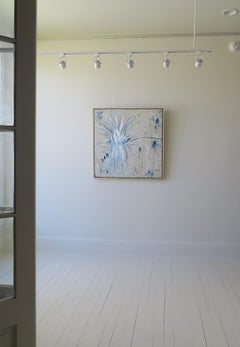 "Petite Serenade" Acrilico, pastelli a olio, matite Astratto in tonalità blu 36x36