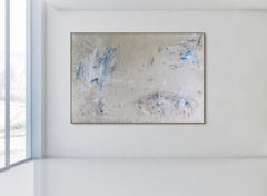 ""Sonata in Blau"" Übergroßes Acryl, Ölpastell und Bleistift Abstrakt, 72 "x108""