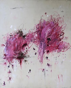 "Spring Eternal" Vertical Acrylic, Oil Pastels, Pencils Abstract in Pinks 72x60