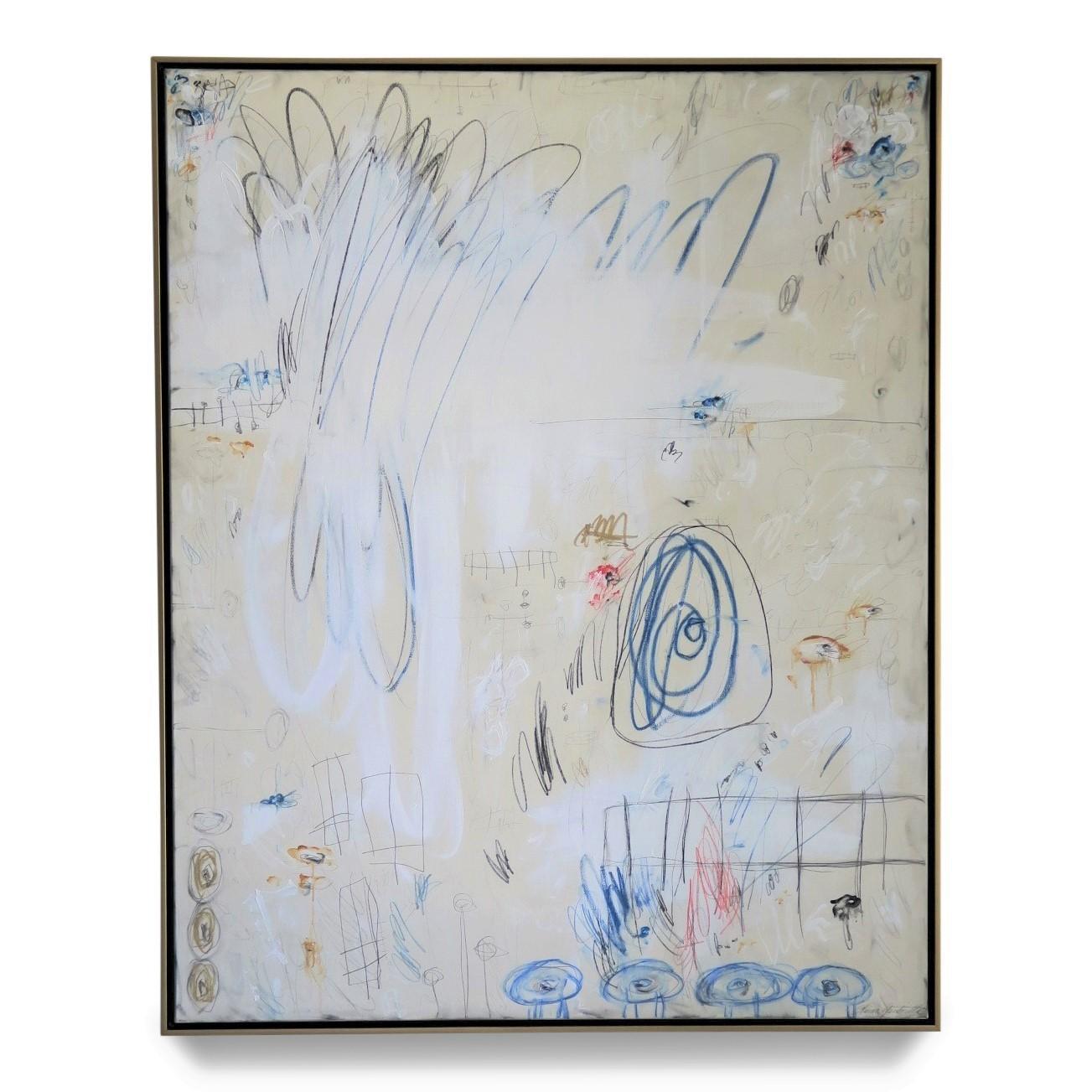 "Worth the Wait" Acrylic, Oil Pastels and Pencil Abstract Painting, 60"x48" - Mixed Media Art by Karina Gentinetta