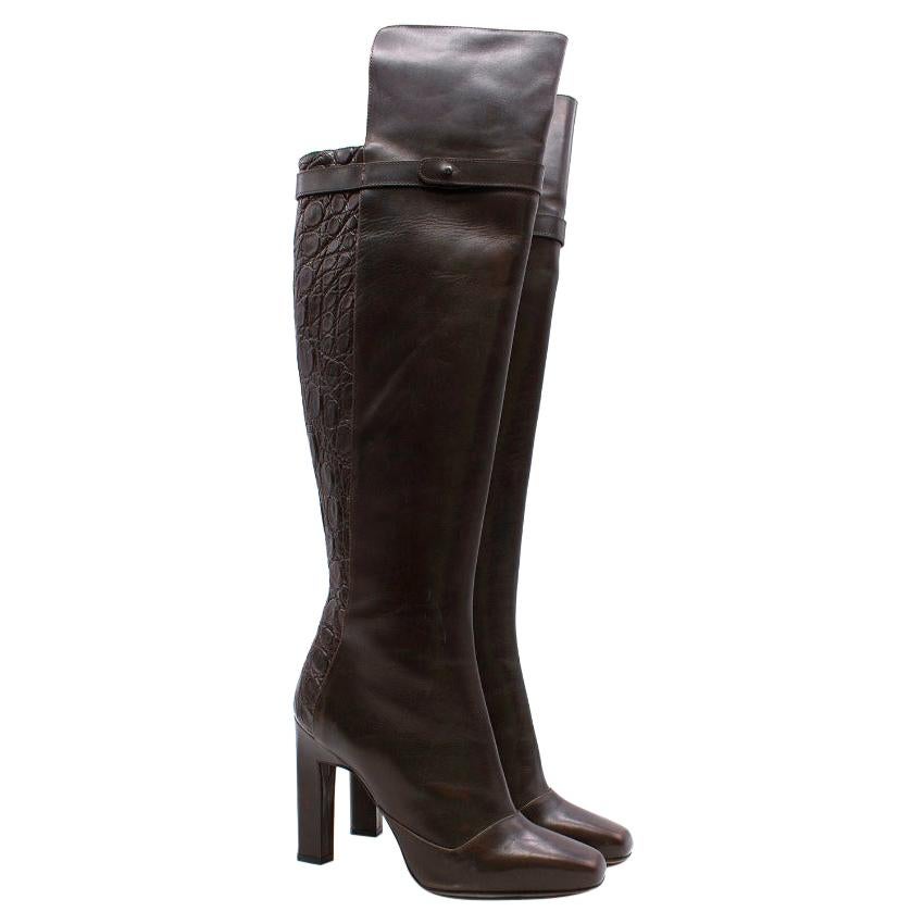 Karina IK Nin Leather And Crocodile Heeled Boots - Size EU 37 For Sale